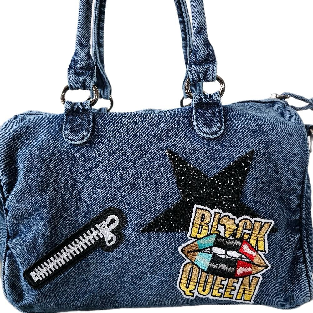 Black Queen Luxe Denim Statement Bag | One-of-One Custom Designer Purse