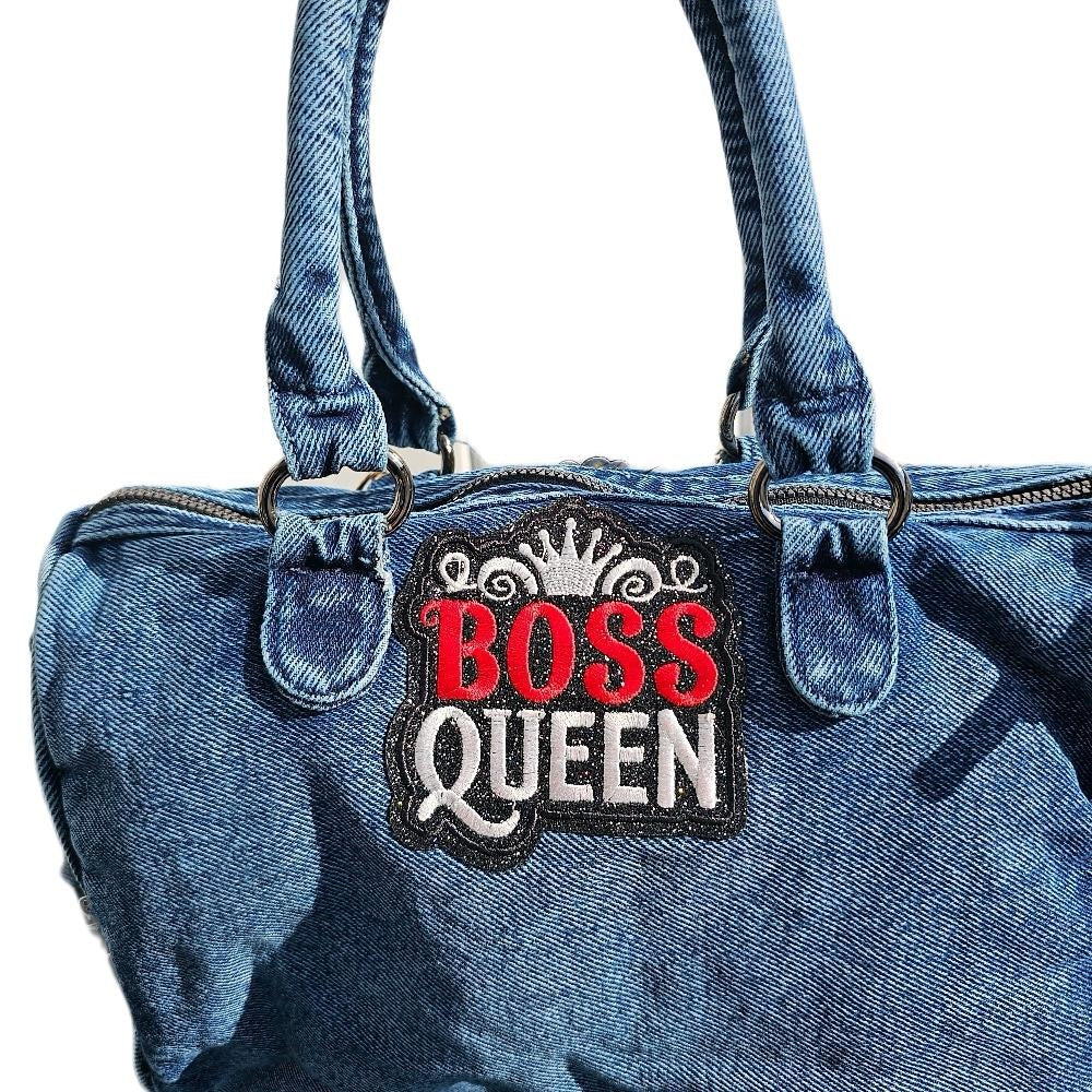 Women's Luxe Denim Crossbody Purse with Included Bag Organizer Insert, Purses Crossbody Bag