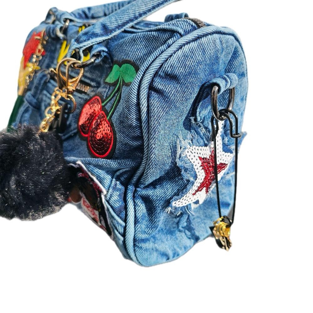 Women's Luxe Denim Crossbody Purse with Included Bag Organizer Insert, Purses Crossbody Bag
