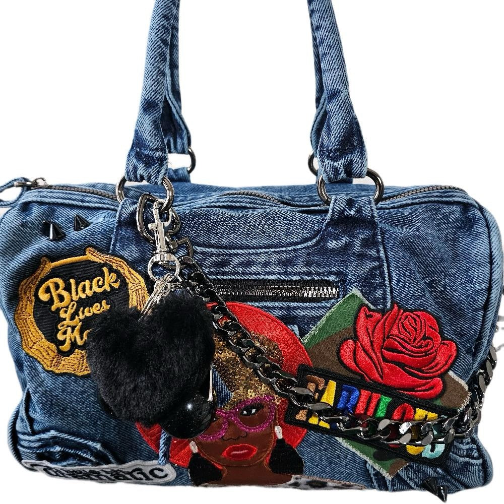 Black Queen Luxe Denim Statement Bag | One-of-One Custom Designer Purse