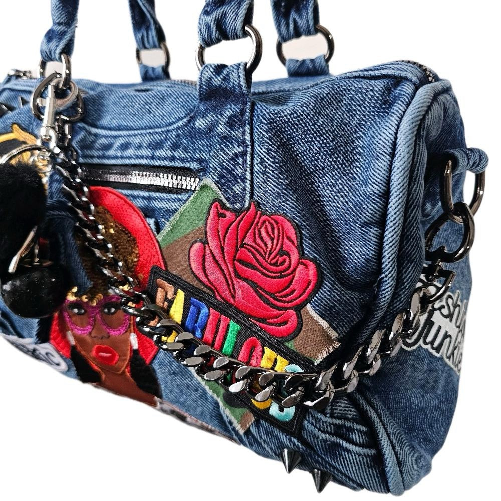Black Queen Luxe Denim Statement Bag | One-of-One Custom Designer Purse