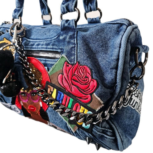 Black Queen Luxe Denim Statement Bag | One-of-One Custom Designer Purse
