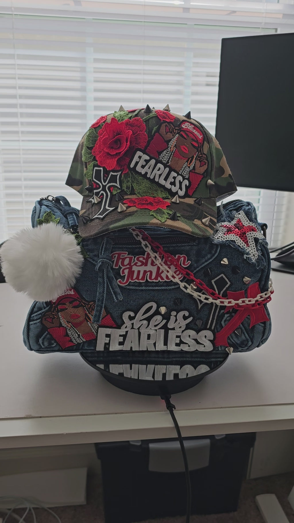 She Is Fearless Denim Bag & Cap Set