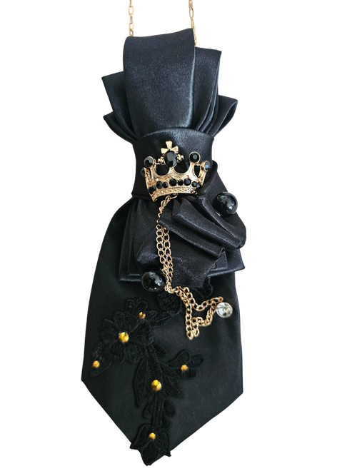 Black Luxe Floral Cap & Tie Set