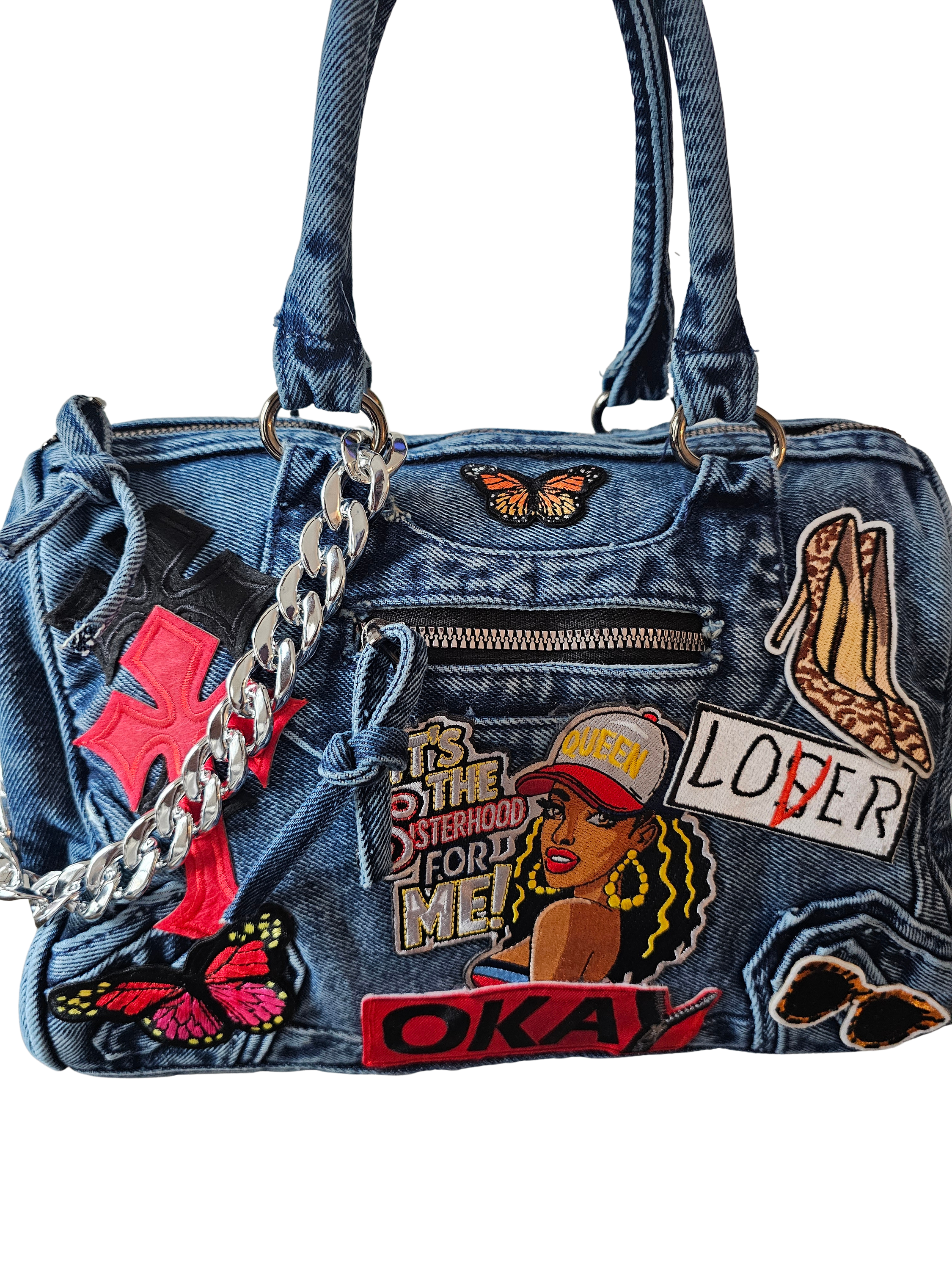Sisterhood Denim Patch Work Bag