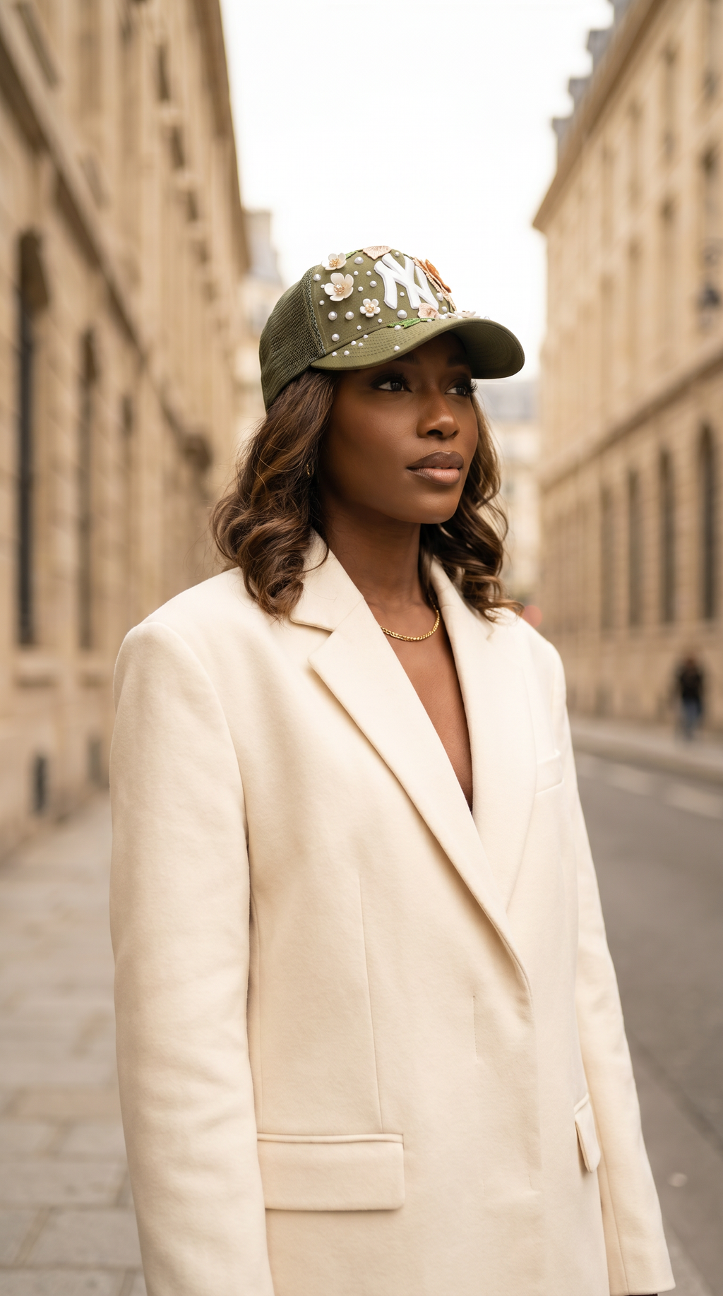 Olive Luxe NY Floral Mesh Snapback