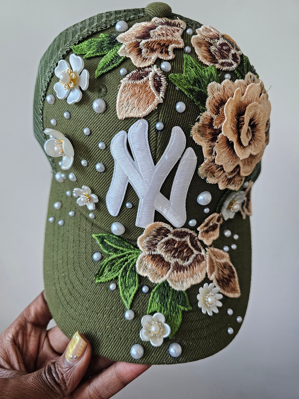 Olive Luxe NY Floral Mesh Snapback