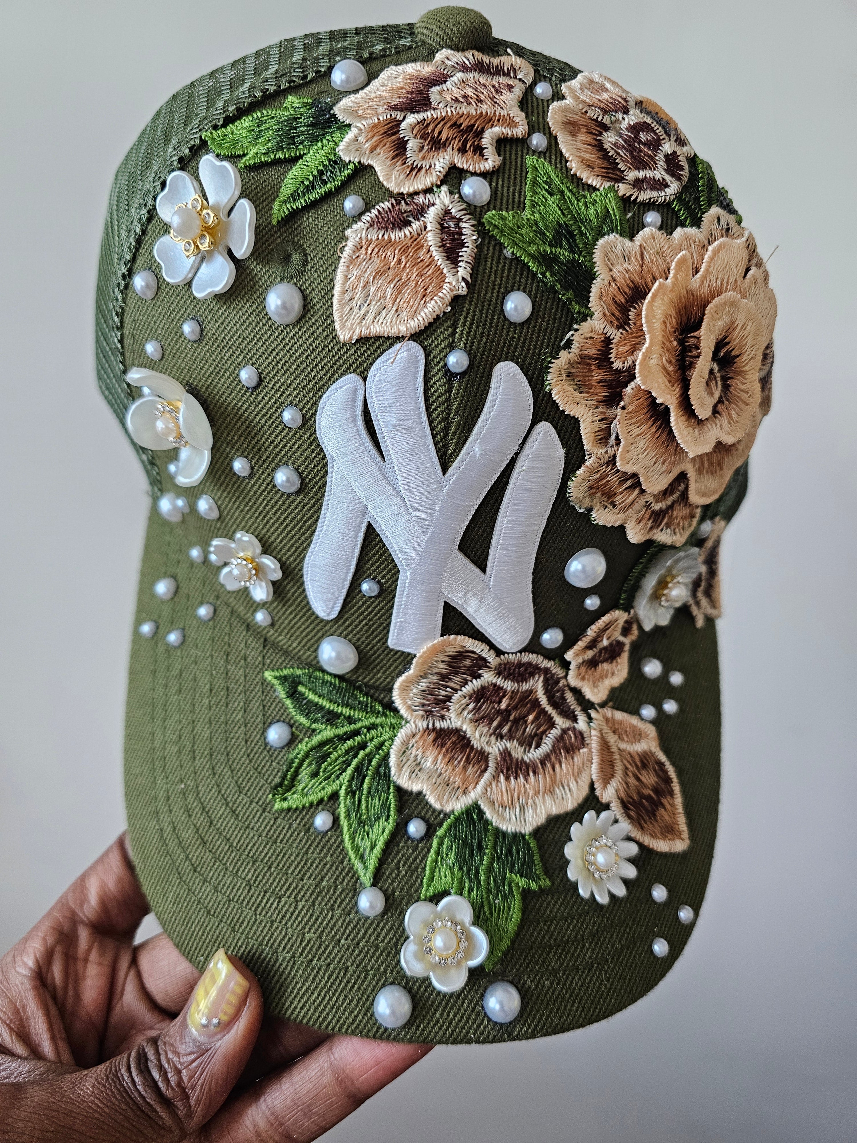 Olive Luxe NY Floral Mesh Snapback