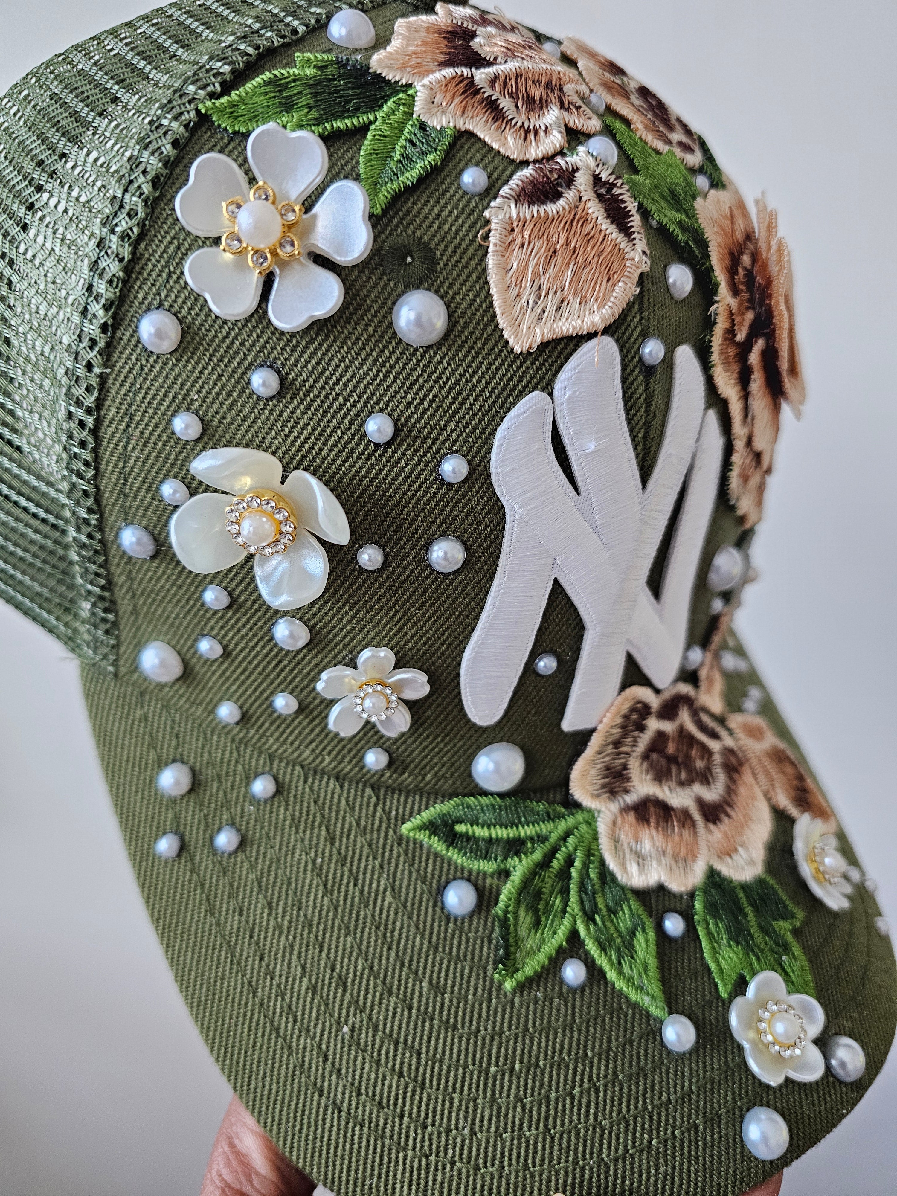 Olive Luxe NY Floral Mesh Snapback