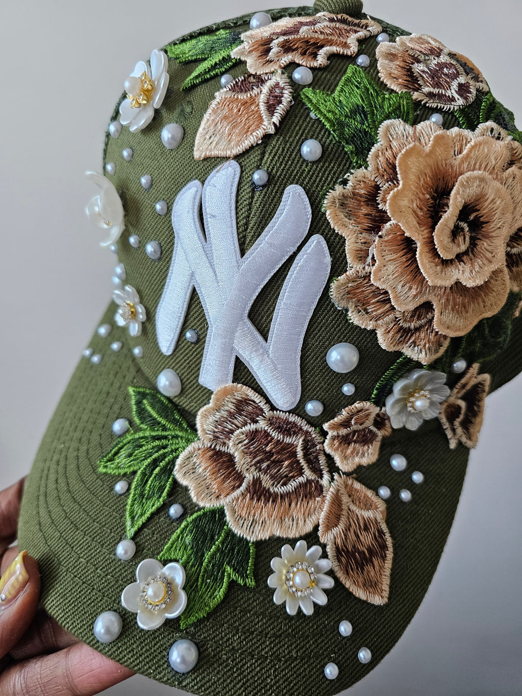 Olive Luxe NY Floral Mesh Snapback