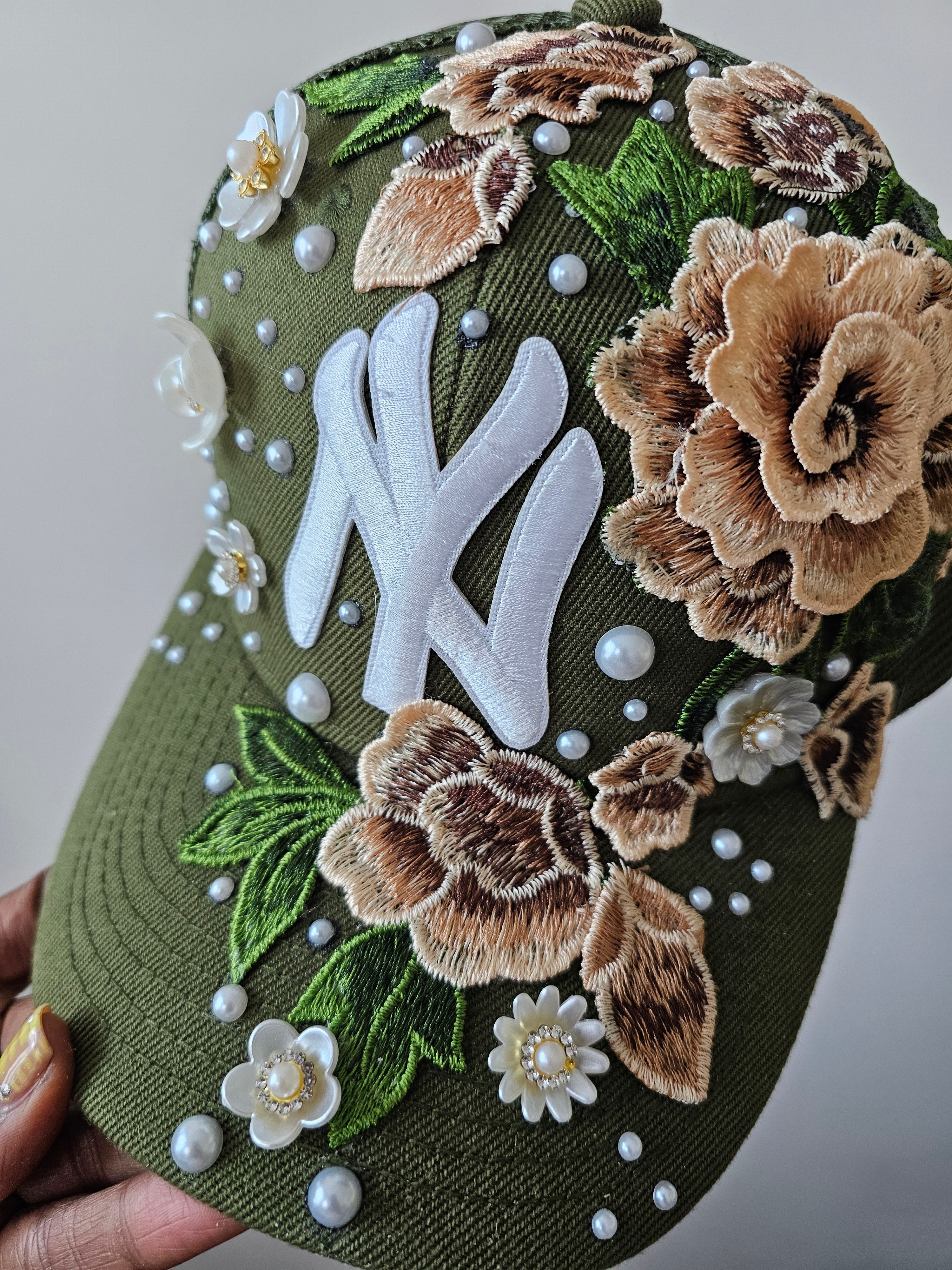 Olive Luxe NY Floral Mesh Snapback