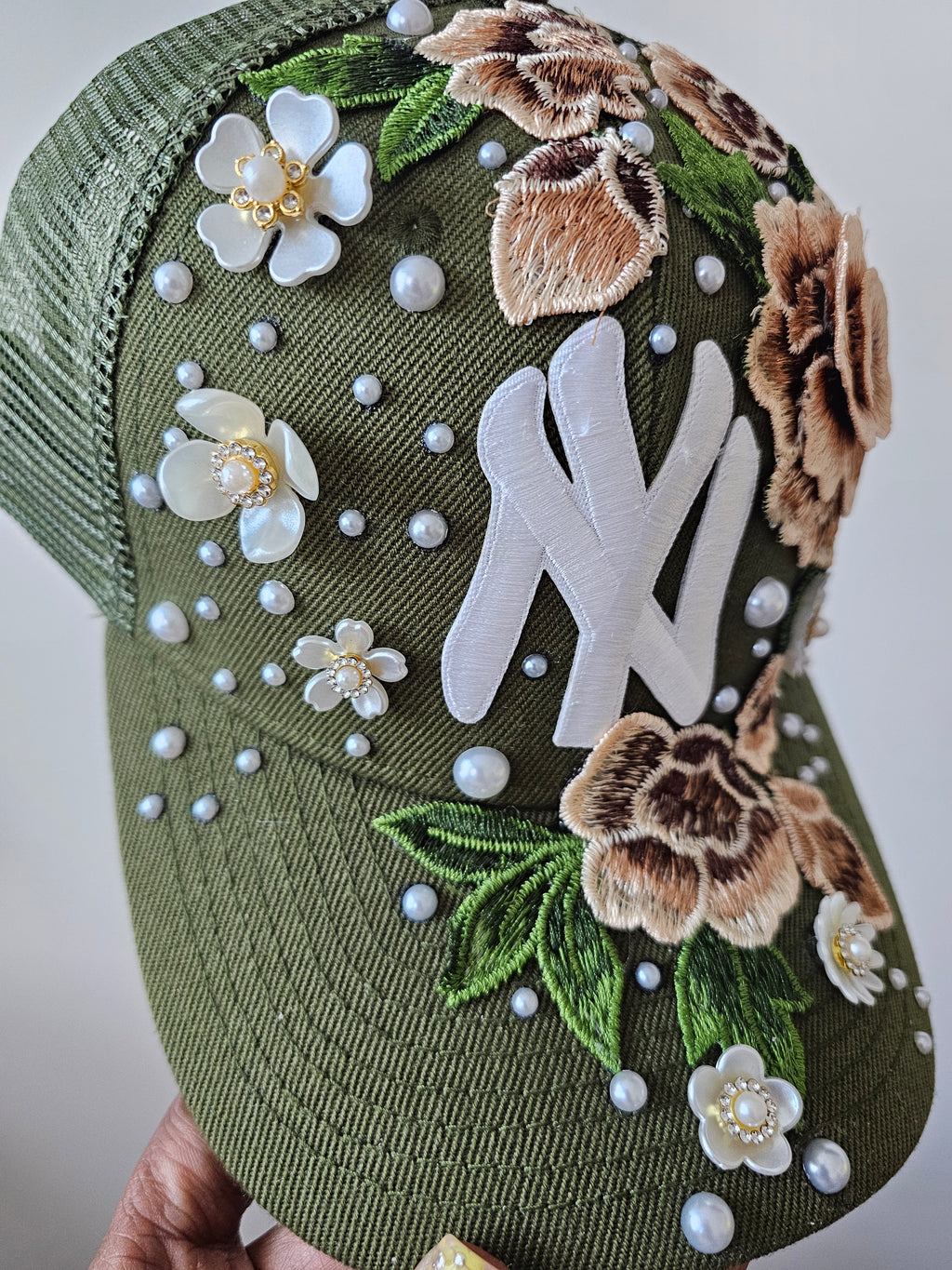 Olive Luxe NY Floral Mesh Snapback