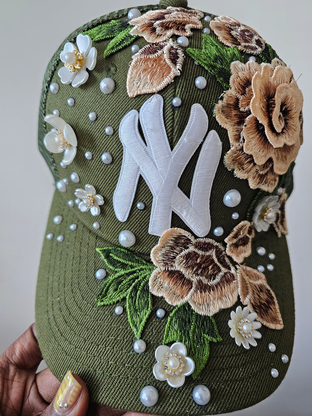 Olive Luxe NY Floral Mesh Snapback